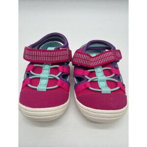Stride Rite Toddler Girls Size 4M Pink & Purple Sandals With Adjustable Straps